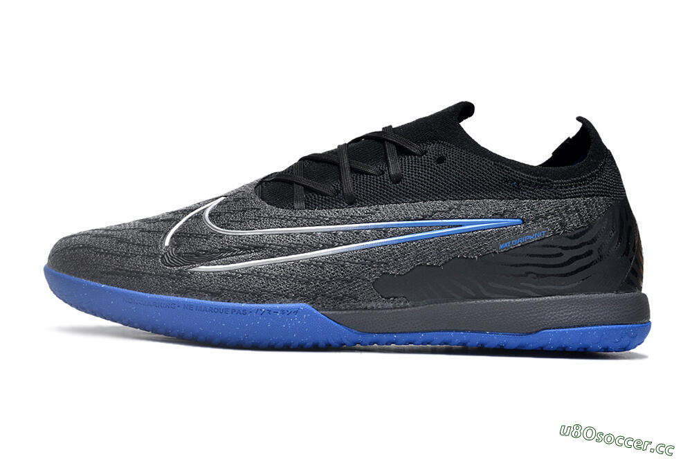 Men's Nike Phantom GX Elite IC Indoor & Futsal Low-Tops Football Shoes - Grey/Black/Blue 0