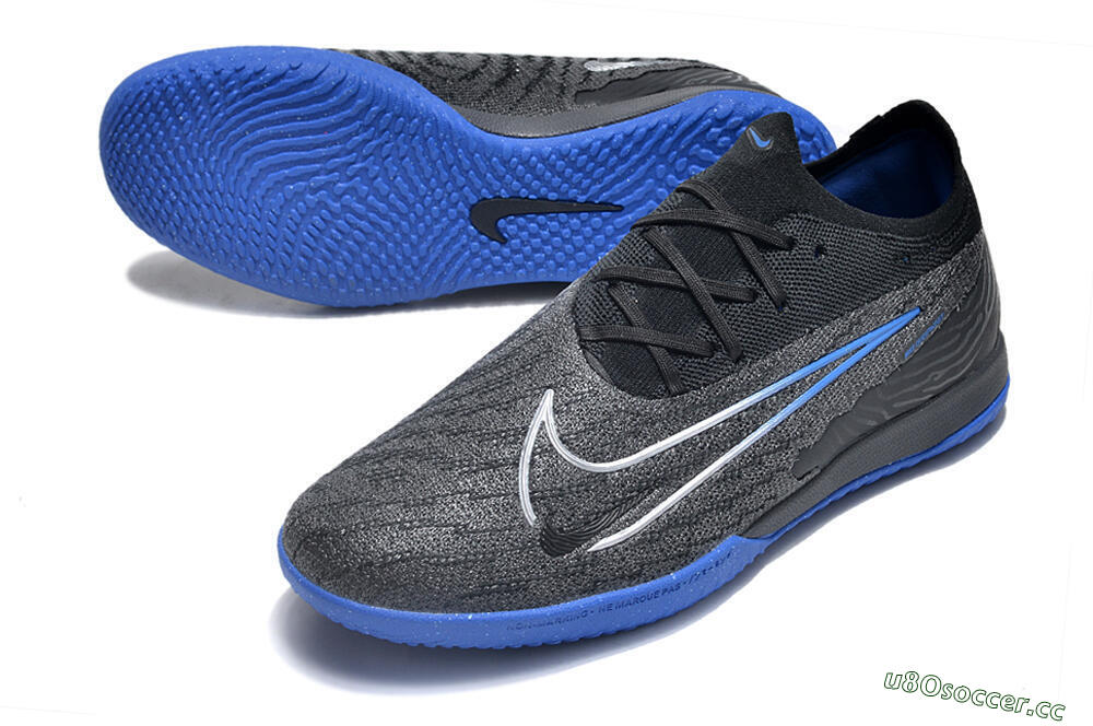 Men's Nike Phantom GX Elite IC Indoor & Futsal Low-Tops Football Shoes - Grey/Black/Blue 3