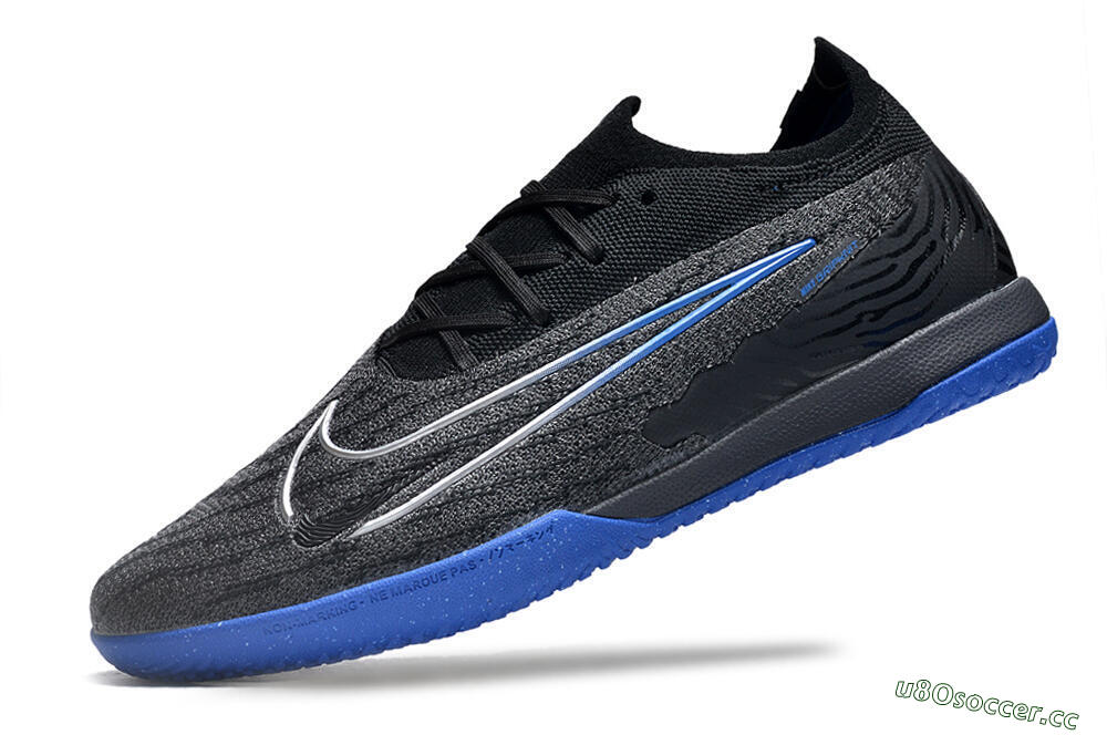 Men's Nike Phantom GX Elite IC Indoor & Futsal Low-Tops Football Shoes - Grey/Black/Blue 5