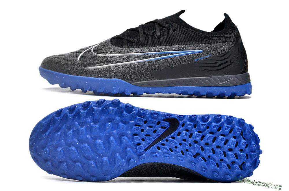 Men's Nike Phantom GX Elite TF Artificial Turf Low-Tops Football Shoes - Grey/Black/Blue 1