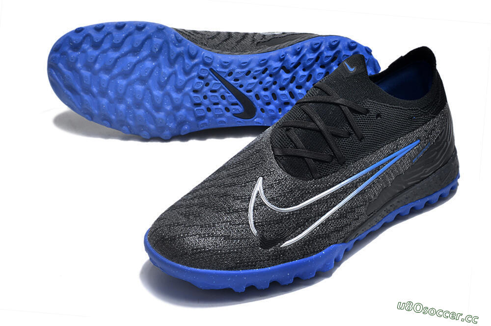 Men's Nike Phantom GX Elite TF Artificial Turf Low-Tops Football Shoes - Grey/Black/Blue 3