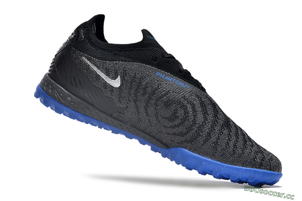 Men's Nike Phantom GX Elite TF Artificial Turf Low-Tops Football Shoes - Grey/Black/Blue 4