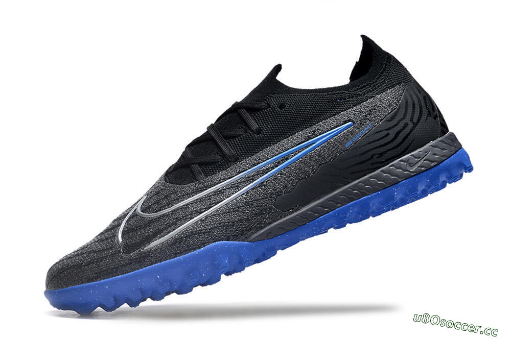 Men's Nike Phantom GX Elite TF Artificial Turf Low-Tops Football Shoes - Grey/Black/Blue 5
