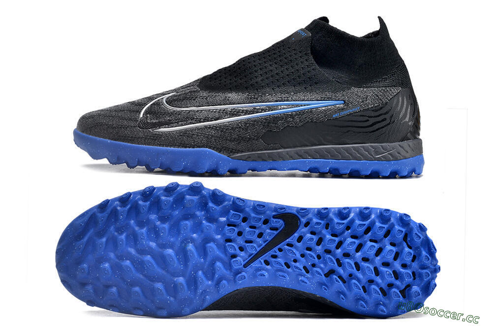 Men's Nike Phantom GX Elite DF Link TF Artificial Turf High-Tops Football Shoes - Grey/Black/Blue 1