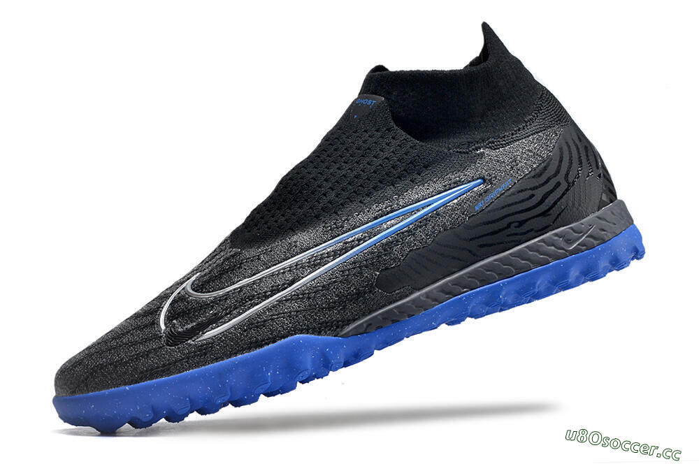 Men's Nike Phantom GX Elite DF Link TF Artificial Turf High-Tops Football Shoes - Grey/Black/Blue 5