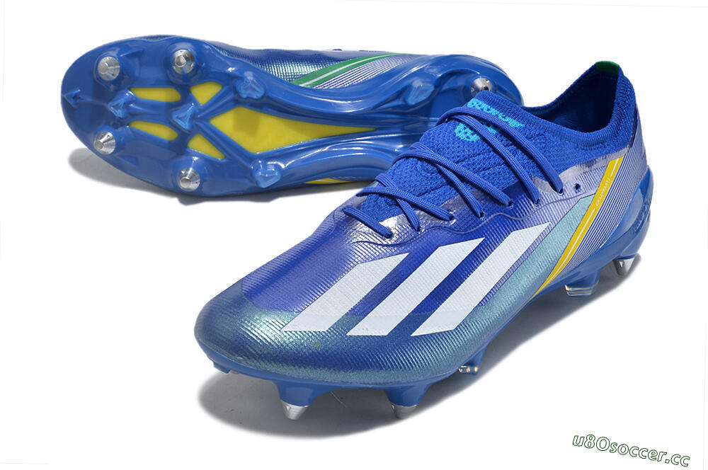 Men's Adidas X Crazyfast.1 Brazil SG Soft Ground Low-Tops Football Boots - Blue/White/Yellow 3