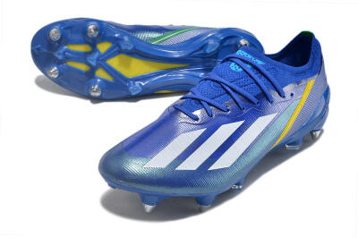 Men's Adidas X Crazyfast.1 Brazil SG Soft Ground Low-Tops Football Boots - Blue/White/Yellow