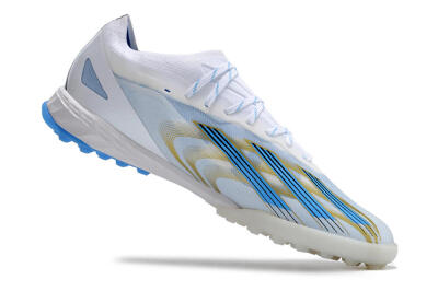 Men's Adidas X Crazyfast.1 TF Artificial Turf Low-Tops Football Shoes - White/Blue/Gold