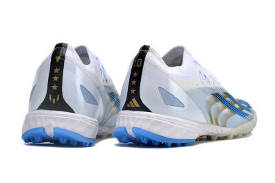 Men's Adidas X Crazyfast.1 TF Artificial Turf Low-Tops Football Shoes - White/Blue/Gold