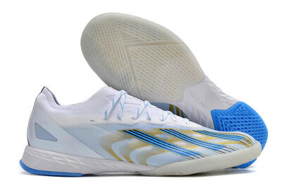 Men's Adidas X Crazyfast.1 IC Indoor & Futsal Low-Tops Football Shoes - White/Blue/Gold