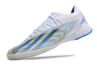 Men's Adidas X Crazyfast.1 IC Indoor & Futsal Low-Tops Football Shoes - White/Blue/Gold