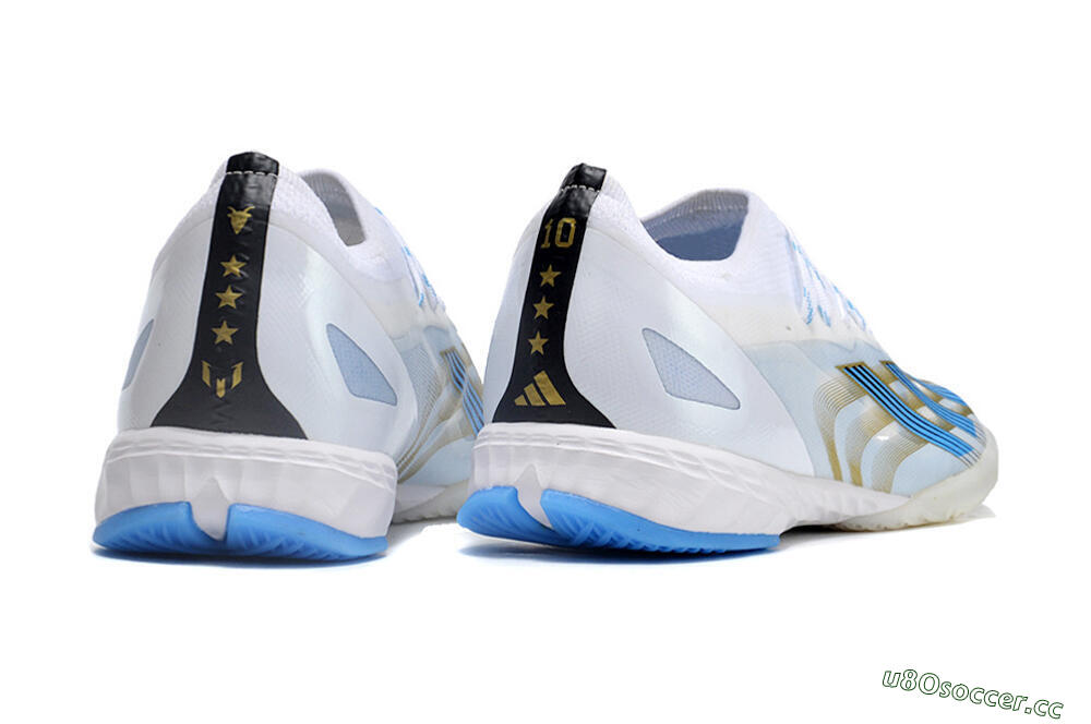 Men's Adidas X Crazyfast.1 IC Indoor & Futsal Low-Tops Football Shoes - White/Blue/Gold 6