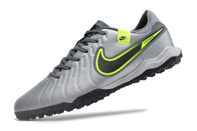 Men's Nike Tiempo Legend 10 Academy TF Artificial Turf Low-Tops Football Shoes - Silver/Grey/Yellow
