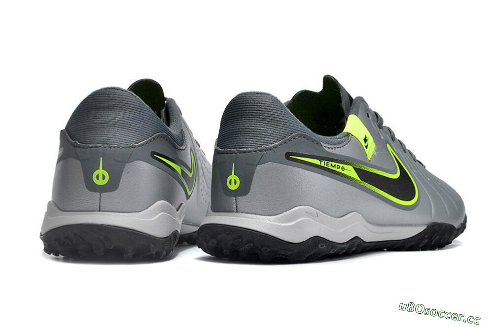 Men's Nike Tiempo Legend 10 Academy TF Artificial Turf Low-Tops Football Shoes - Silver/Grey/Yellow 6