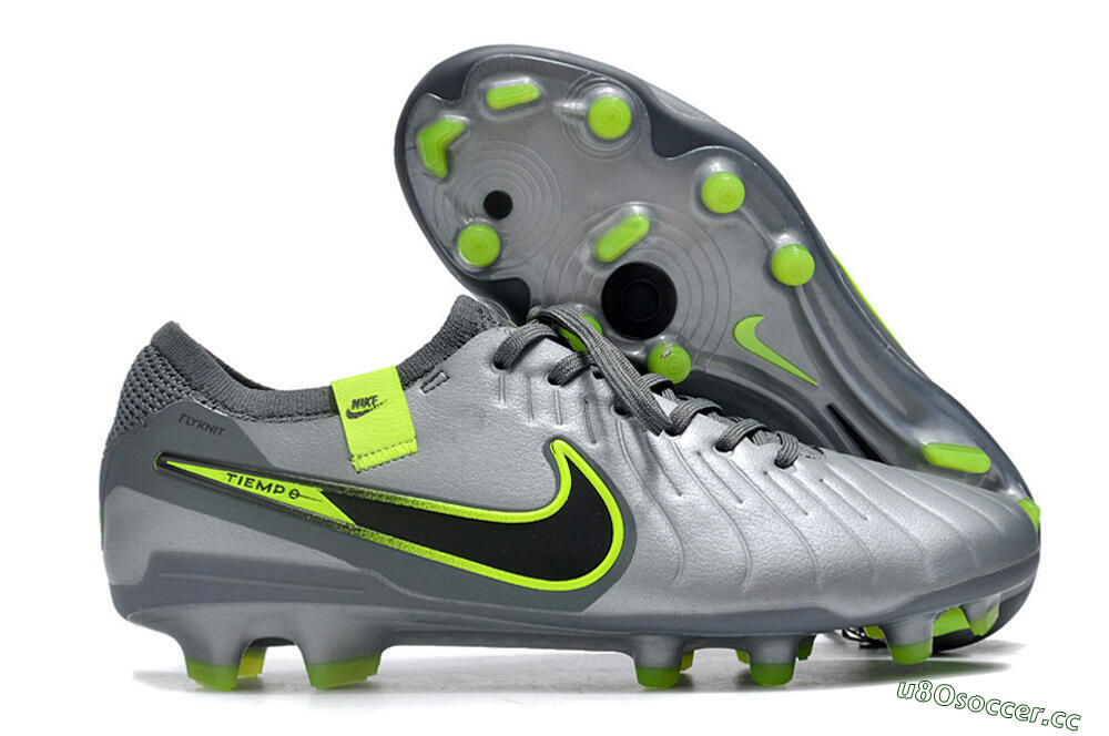 Men's Nike Tiempo Legend 10 Elite FG Firm Ground Low-Tops Football Boots - Silver/Grey/Yellow 2