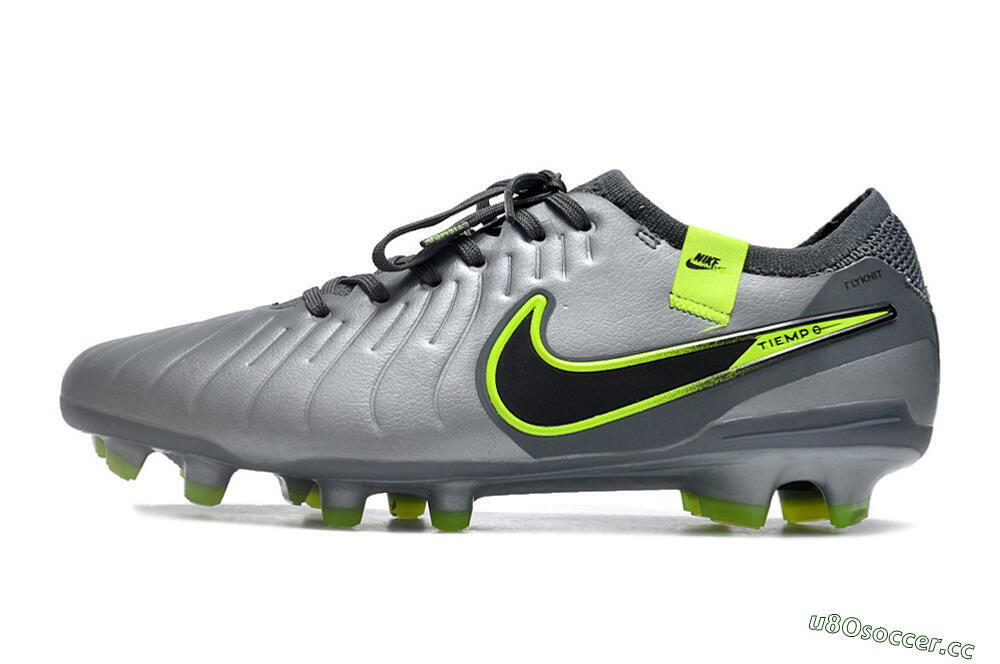 Men's Nike Tiempo Legend 10 Elite FG Firm Ground Low-Tops Football Boots - Silver/Grey/Yellow 0