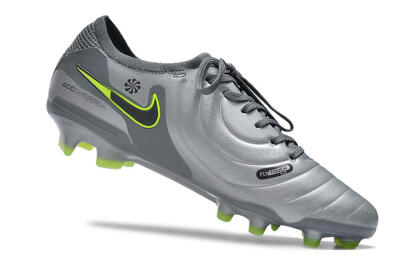 Men's Nike Tiempo Legend 10 Elite FG Firm Ground Low-Tops Football Boots - Silver/Grey/Yellow