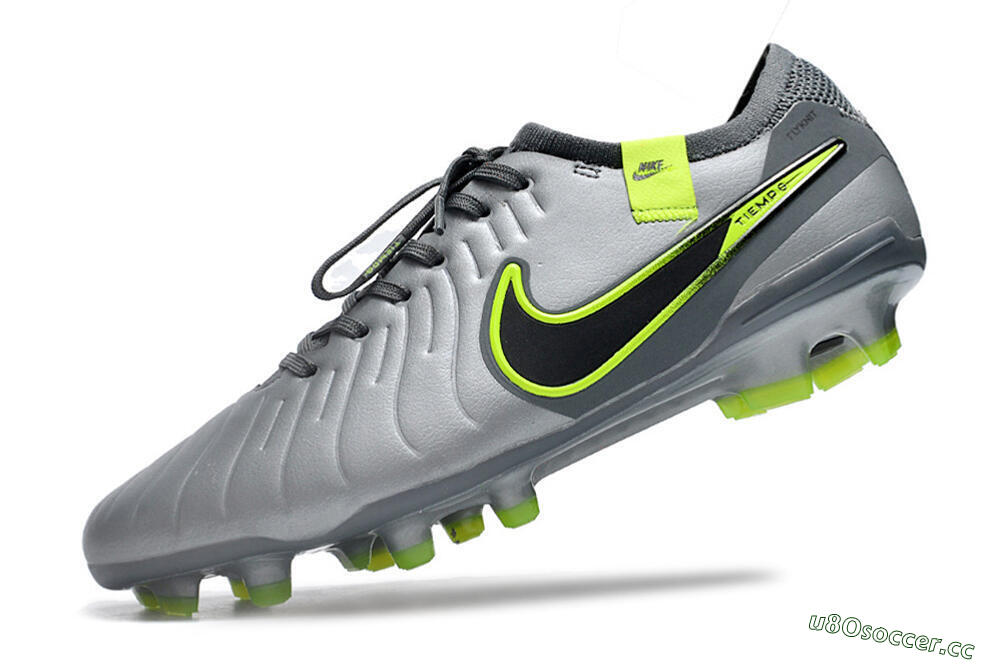 Men's Nike Tiempo Legend 10 Elite FG Firm Ground Low-Tops Football Boots - Silver/Grey/Yellow 5