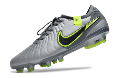 Men's Nike Tiempo Legend 10 Elite FG Firm Ground Low-Tops Football Boots - Silver/Grey/Yellow