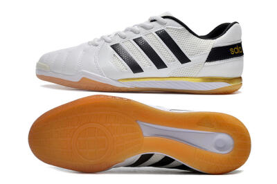 Men's Adidas Top Sala IC Indoor & Futsal Low-Tops Football Shoes - White/Black/Gold