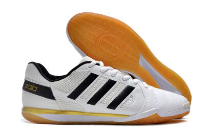 Men's Adidas Top Sala IC Indoor & Futsal Low-Tops Football Shoes - White/Black/Gold