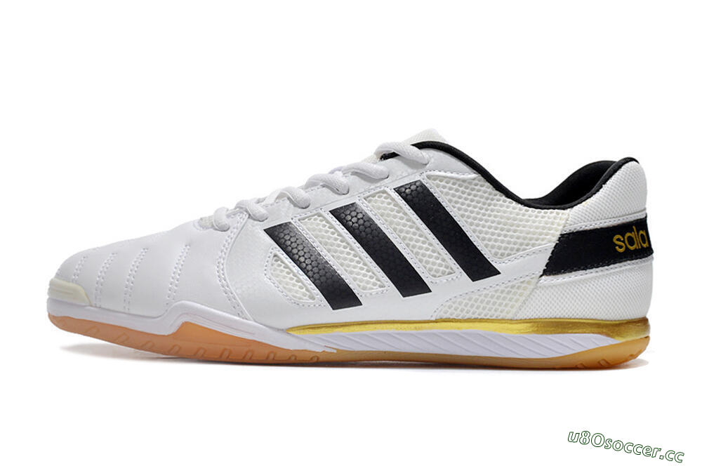 Men's Adidas Top Sala IC Indoor & Futsal Low-Tops Football Shoes - White/Black/Gold 0