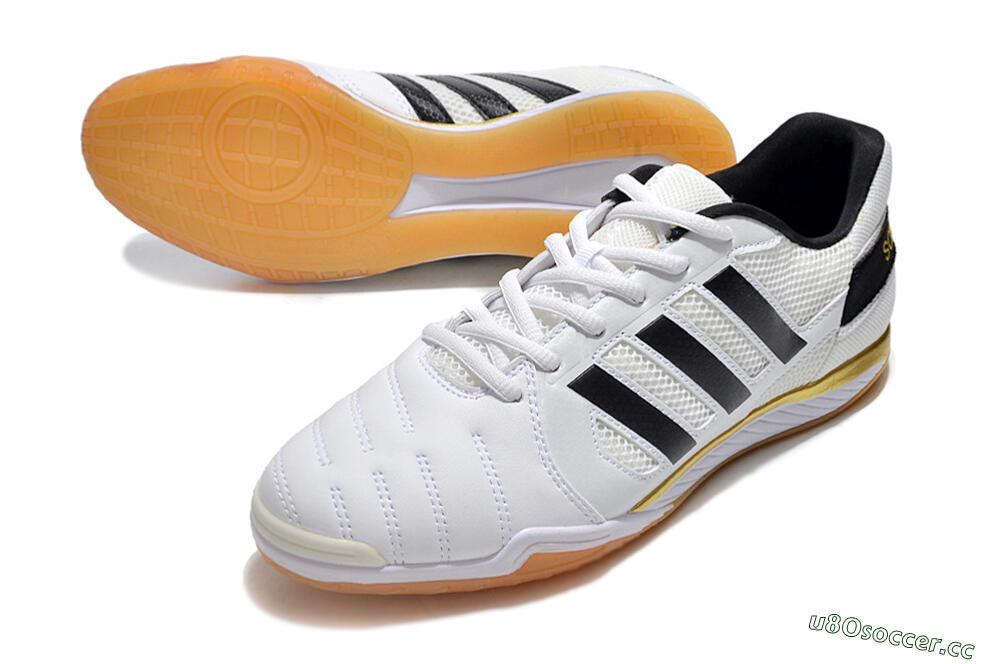 Men's Adidas Top Sala IC Indoor & Futsal Low-Tops Football Shoes - White/Black/Gold 3