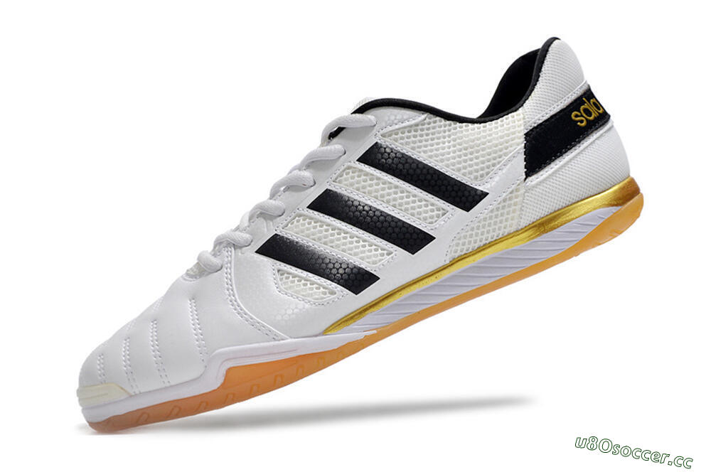 Men's Adidas Top Sala IC Indoor & Futsal Low-Tops Football Shoes - White/Black/Gold 5
