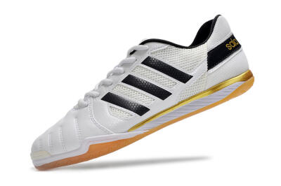 Men's Adidas Top Sala IC Indoor & Futsal Low-Tops Football Shoes - White/Black/Gold