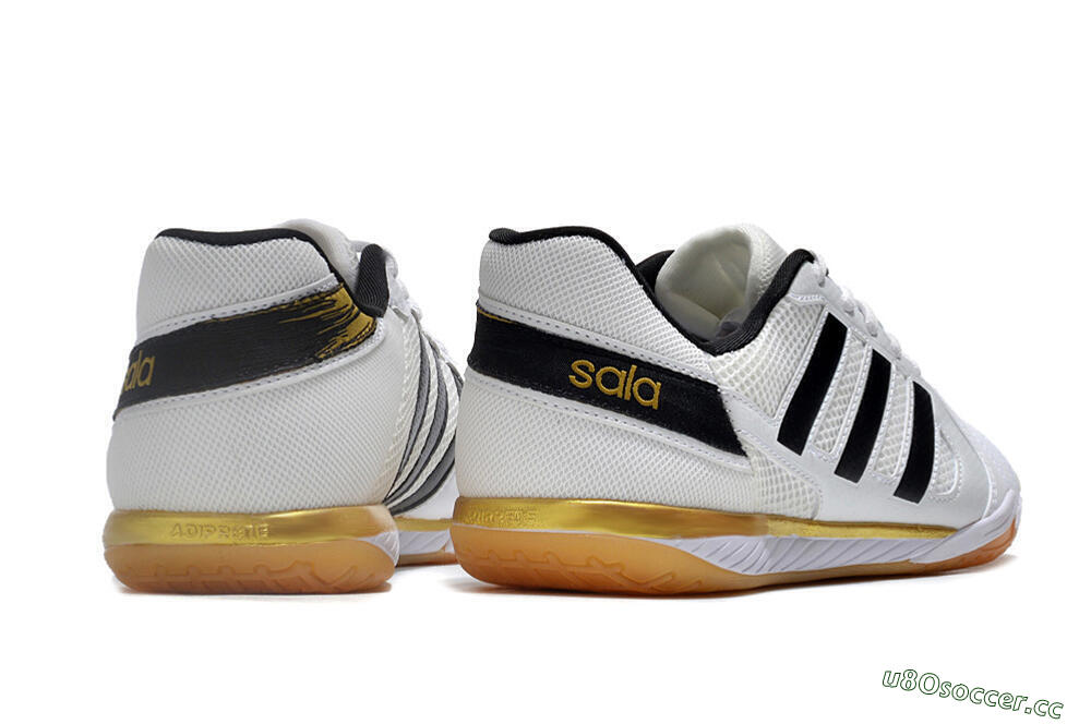 Men's Adidas Top Sala IC Indoor & Futsal Low-Tops Football Shoes - White/Black/Gold 6
