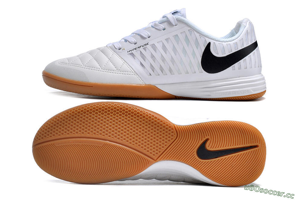 Men's Nike Lunar Gato 2 IC Indoor & Futsal Low-Tops Football Shoes - White/Black/Brown 1