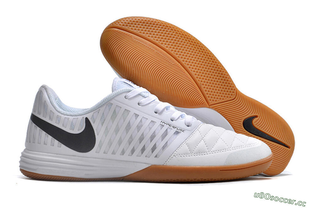 Men's Nike Lunar Gato 2 IC Indoor & Futsal Low-Tops Football Shoes - White/Black/Brown 2