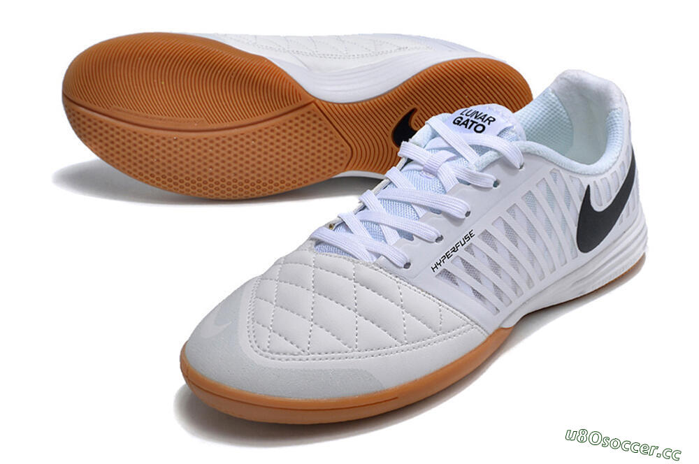 Men's Nike Lunar Gato 2 IC Indoor & Futsal Low-Tops Football Shoes - White/Black/Brown 3