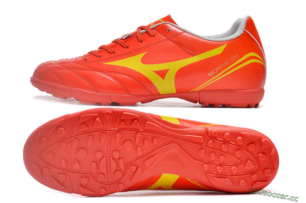Men's Mizuno Monarcida Neo Ckassic TF Artificial Turf Low-Tops Football Shoes - Red/Gold 1