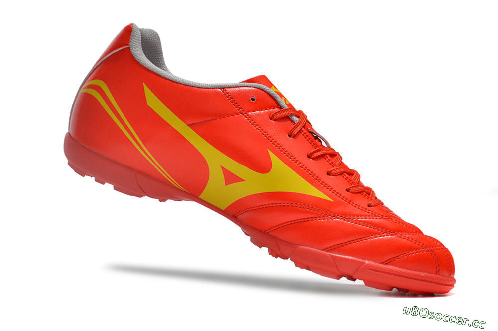 Men's Mizuno Monarcida Neo Ckassic TF Artificial Turf Low-Tops Football Shoes - Red/Gold 4