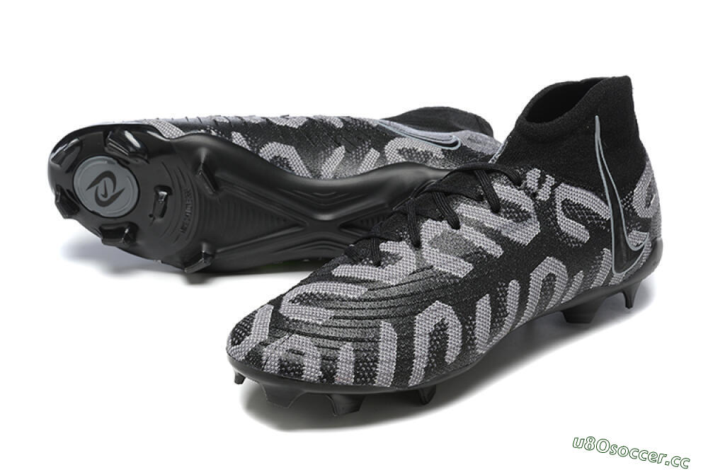 Men's Nike Phantom Luna Elite FG Firm Ground High-Tops Football Boots - Black/Grey 3