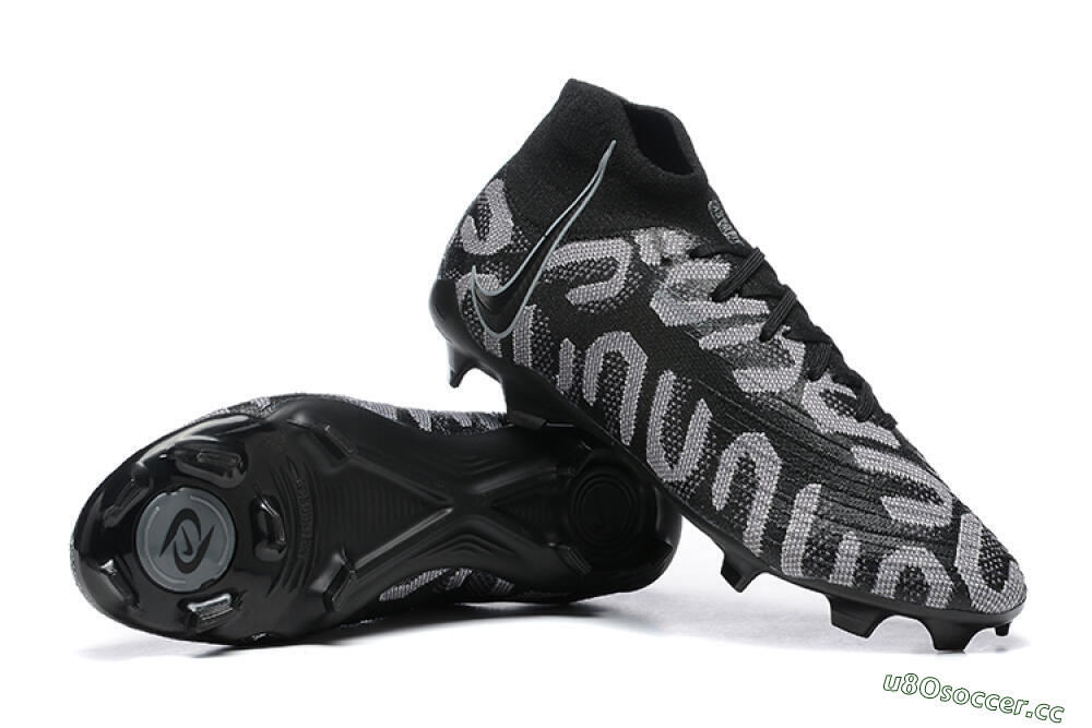 Men's Nike Phantom Luna Elite FG Firm Ground High-Tops Football Boots - Black/Grey 4