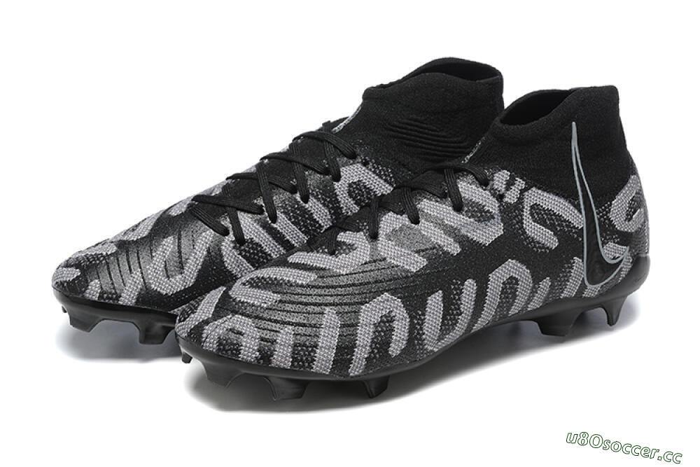 Men's Nike Phantom Luna Elite FG Firm Ground High-Tops Football Boots - Black/Grey 5