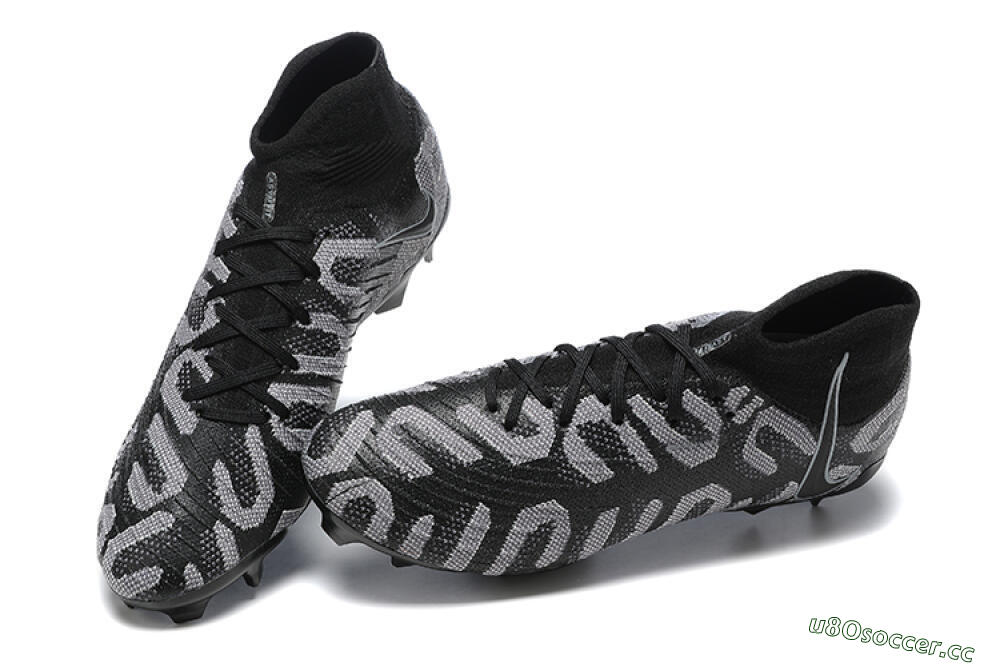 Men's Nike Phantom Luna Elite FG Firm Ground High-Tops Football Boots - Black/Grey 6