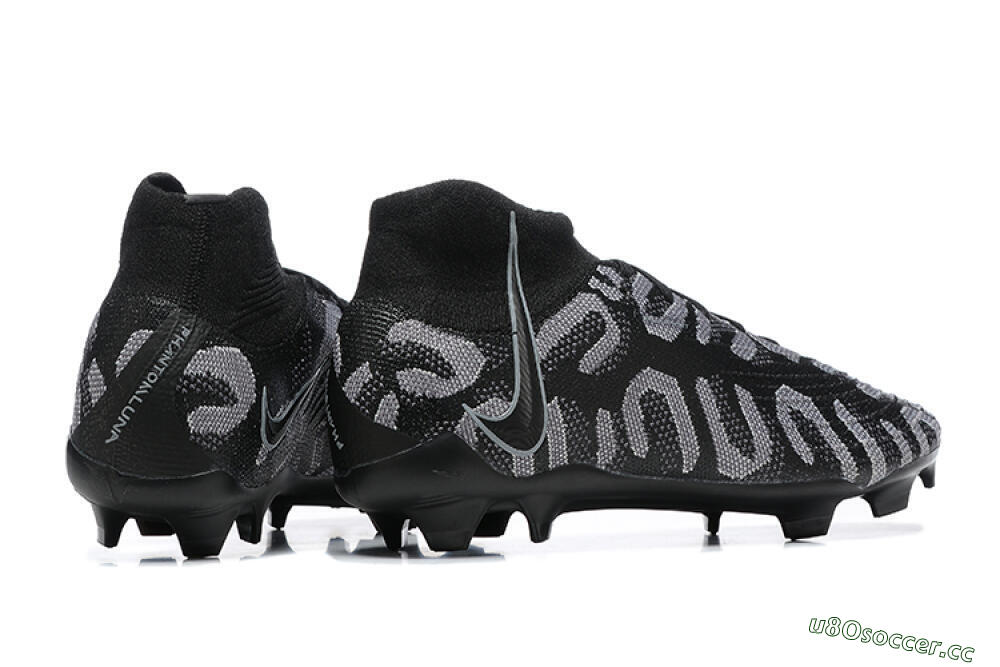 Men's Nike Phantom Luna Elite FG Firm Ground High-Tops Football Boots - Black/Grey 9