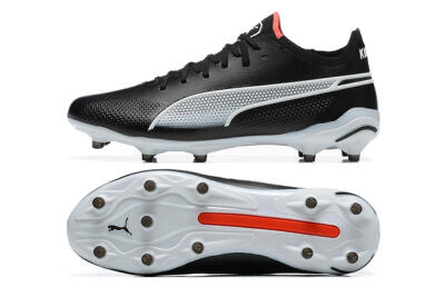 Men's Puma King Ultimate Icon MG Multi Ground Low-Tops Football Boots - Black/White/Red