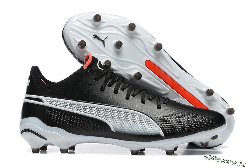 Men's Puma King Ultimate Icon MG Multi Ground Low-Tops Football Boots - Black/White/Red 2