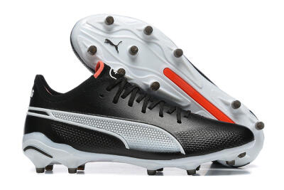 Men's Puma King Ultimate Icon MG Multi Ground Low-Tops Football Boots - Black/White/Red