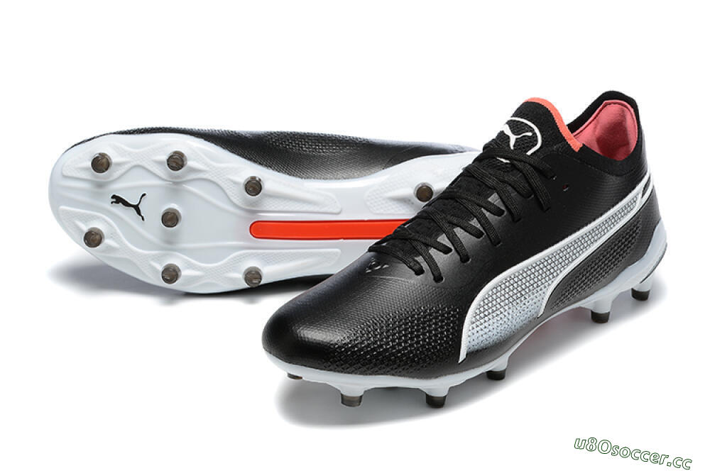 Men's Puma King Ultimate Icon MG Multi Ground Low-Tops Football Boots - Black/White/Red 3