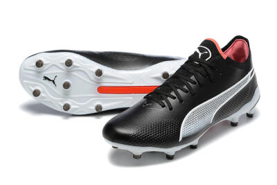 Men's Puma King Ultimate Icon MG Multi Ground Low-Tops Football Boots - Black/White/Red