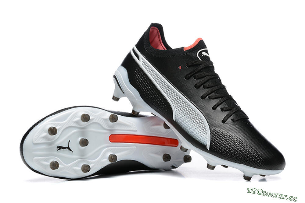 Men's Puma King Ultimate Icon MG Multi Ground Low-Tops Football Boots - Black/White/Red 4