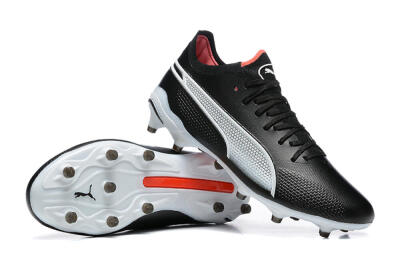 Men's Puma King Ultimate Icon MG Multi Ground Low-Tops Football Boots - Black/White/Red