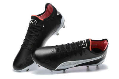 Men's Puma King Ultimate Icon MG Multi Ground Low-Tops Football Boots - Black/White/Red