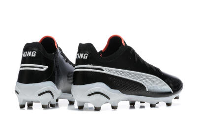 Men's Puma King Ultimate Icon MG Multi Ground Low-Tops Football Boots - Black/White/Red