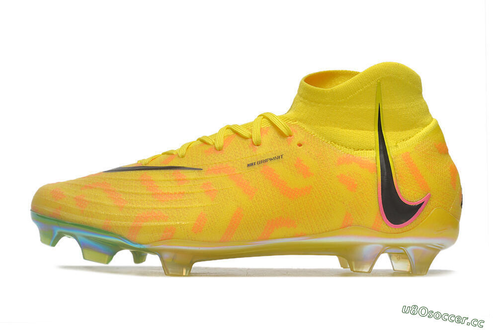 Men's Nike Phantom Luna Elite FG Firm Ground High-Tops Football Boots - Yellow/Black/Pink 0